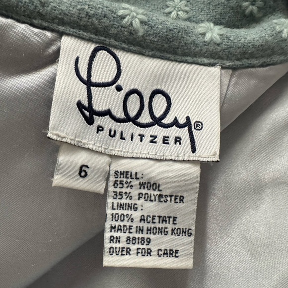 LILLY PULITZER VINTAGE DAISY EMBROIDERED WOOL SKIRT BLUE SIZE 6 - Picture 6 of 8